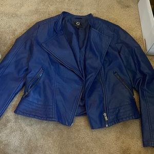 Blue leather jacket